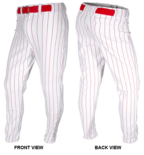 red pinstripe pants